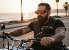 Classic Hardcore Biker Gangster Style LOCS SUNGLASSES Large Thick Black Frame - Gold Lens 91320
