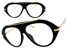 Oversized Classic Vintage Retro Style Clear Lens EYEGLASSES Large Black & Gold Frame 27009