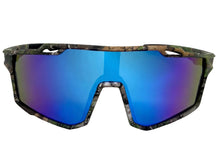 Military Tactical Hunting Fishing Wrap Around Safety SUNGLASSES Large Camouflage Frame - Blue Lens CAMO3