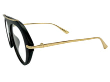 Oversized Classic Vintage Retro Style Clear Lens EYEGLASSES Large Matte Black & Gold Frame 27009