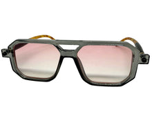 Classic Vintage Retro Luxury Hip Hop Style SUNGLASSES Square Gray Frame - Pink Lens E2036