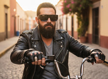 Classic Hardcore Biker Gangster Style SUNGLASSES Large Thick Matte Black Frame - Dark Lens B0335