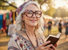 Oversized Vintage Retro Cat Eye Style Clear Lens EYEGLASSES Large Burgundy Frame - Flowers & Gold Leaf Accents 6806 (Copy)