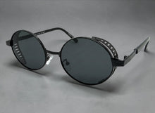 Classic Elegant Vintage Retro Style SUNGLASSES Oval Gold Frame - Dark Tint 27740
