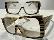 Oversized Classic Vintage Retro Shield Style Clear Lens EYEGLASSES Large Beige & Brown Frame 3130