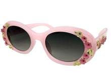 Classic Elegant Vintage Retro Style SUNGLASSES Thick Pink Oval Floral Frame 17008