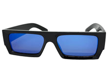 Classic Hardcore Biker Gangster Style LOCS SUNGLASSES X-Large Thick Black Frame - Blue Lens 91321