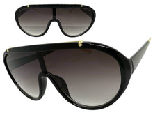 Classic Vintage Retro Style SUNGLASSES Black & Gold Frame - Gray Gradient Lens 3093