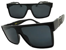 Classic Hardcore Biker Gangster Shield Style LOCS SUNGLASSES Large Black Frame - Dark Lens 91324