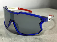 Oversized Sporty Wrap Around Style SUNGLASSES Large Blue Patriotic USA Flag Frame 3737