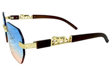 Classy Elegant Luxury Hip Hop Rapper Style SUNGLASSES Gold & Faux Wooden Frame - Multicolor Lens 27804