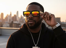 Classic Hardcore Biker Gangster Style LOCS SUNGLASSES X-Large Thick Black Frame - Gold Lens 91321