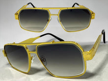 Classic Vintage Retro Luxury Hip Hop Rapper Style SUNGLASSES Square Gold Frame - Gradient Lens E2206