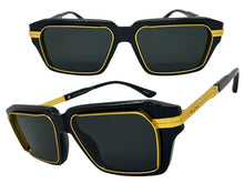 Classic Vintage Retro Luxury Hip Hop Rapper Style SUNGLASSES Square Black & Gold Frame - Dark Lens 81063