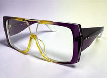Oversized Classic Vintage Retro Shield Style Clear Lens EYEGLASSES Large Purple Frame 3130