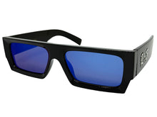 Classic Hardcore Biker Gangster Style LOCS SUNGLASSES X-Large Thick Black Frame - Blue Lens 91321