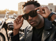 Classic Hardcore Biker Gangster Style LOCS SUNGLASSES Large Black Frame - Dark Lens 91189