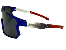 Oversized Sporty Wrap Around Style SUNGLASSES Large Blue Patriotic USA Flag Frame 3737