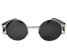 Classic Vintage Retro Luxury Hip Hop Rapper Style SUNGLASSES Round Silver Frame - Dark Lens 6556