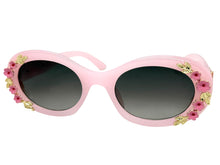 Classic Elegant Vintage Retro Style SUNGLASSES Thick Pink Oval Floral Frame 17008