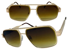 Classic Vintage Retro Luxury Hip Hop Rapper Style SUNGLASSES Square Rose Gold Frame - Honey Lens E2206