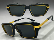Classic Vintage Retro Luxury Hip Hop Rapper Style SUNGLASSES Square Black & Gold Frame - Dark Lens 81063