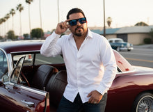 Classic Hardcore Biker Gangster Style LOCS SUNGLASSES X-Large Thick Black Frame - Blue Lens 91321