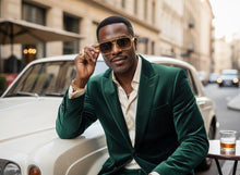 Classic Vintage Retro Luxury Hip Hop Rapper Style SUNGLASSES Square Gold Frame - Honey Lens E2206