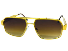 Classic Vintage Retro Luxury Hip Hop Rapper Style SUNGLASSES Square Gold Frame - Honey Lens E2206