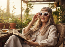 Classic Elegant Vintage Retro Style SUNGLASSES Thick Off White Oval Floral Frame 17008