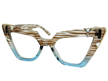 Oversized Vintage Retro Cat Eye Style Clear Lens EYEGLASSES Large Striped Optical Frame 13188