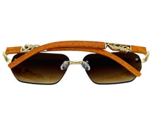 Classy Elegant Luxury Hip Hop Rapper Style SUNGLASSES Gold & Faux Wooden Frame - Honey Lens 27804