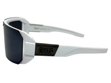 Classic Hardcore Biker Gangster Wrap Around LOCS SUNGLASSES Large White Frame - Dark Lens 91202