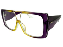 Oversized Classic Vintage Retro Shield Style Clear Lens EYEGLASSES Large Purple Frame 3130