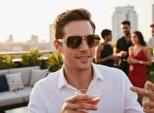 Classic Vintage Retro Luxury Hip Hop Rapper Style SUNGLASSES Square Rose Gold Frame - Honey Lens E2206