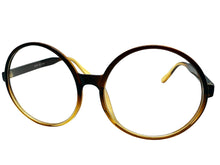 Oversized Vintage Retro Style Clear Lens EYEGLASSES X-Large Round Brown Frame 15032
