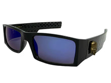 Classic Hardcore Gangster Biker Style Choppers SUNGLASSES Thick Black Frame - Blue Lens 6785