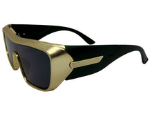 Space Futuristic Robotic Cyclops Modern Contemporary Party Raver SUNGLASSES Sleek Gold Frame LH315