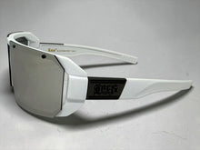 Classic Hardcore Biker Gangster Wrap Around LOCS SUNGLASSES Large White Frame - Chrome Lens 91202