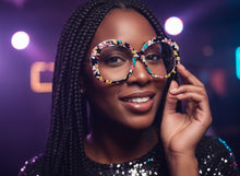 Oversized Vintage Retro Style Clear Lens EYEGLASSES Large Round Floral Frame 16020