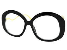 Oversized Vintage Retro Style Clear Lens EYEGLASSES Large Round Black Frame 16020