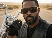 Classic Hardcore Biker Gangster Style SUNGLASSES Thick Rectangular Tortoise Frame - Dark Lens 81019