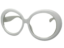 Oversized Vintage Retro Style Clear Lens EYEGLASSES X-Large Round White Frame E6009