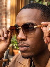 Classy Elegant Luxury Hip Hop Rapper Style SUNGLASSES Gold & Faux Wooden Frame - Honey Lens 27804