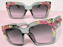 Classic Elegant Vintage Retro Style SUNGLASSES Large Thick Square Gray Floral Frame 17004 (Copy)