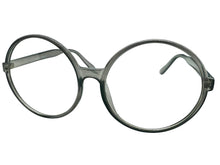 Oversized Vintage Retro Style Clear Lens EYEGLASSES X-Large Round Gray Frame 15032
