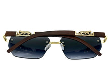 Classy Elegant Luxury Hip Hop Rapper Style SUNGLASSES Gold & Faux Wooden Frame - Gradient Lens 27804