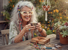 Exaggerated Classic Vintage RETRO Cat Eye Style READING GLASSES READERS Beige Frame - Lens Strength +1.25