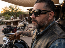 Classic Hardcore Biker Gangster Style LOCS SUNGLASSES Large Super Thick Black Frame - Dark Lens 91301