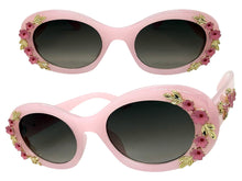 Classic Elegant Vintage Retro Style SUNGLASSES Thick Pink Oval Floral Frame 17008